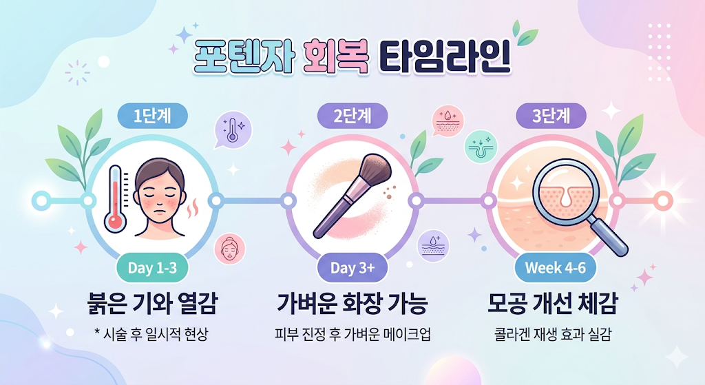 구월동 포텐자 시술 후 붉은 기 회복 및 화장 가능 시점 타임라인